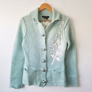 Etcetera Mint Green Button-Up Cardigan